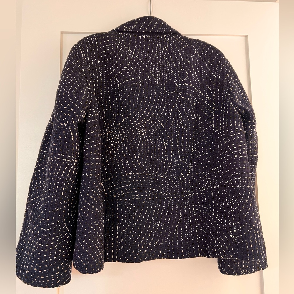 Toast UK Hand Embroidered Kantha Jacket Indigo Size US 12 UK 16 Beautiful - Picture 4 of 10